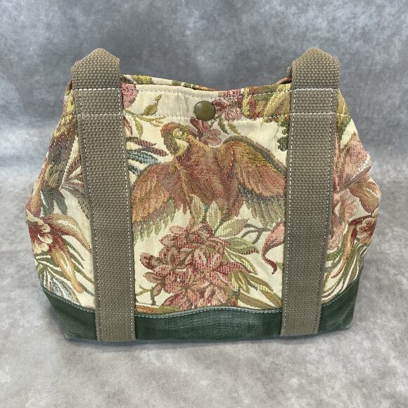 Vtg Cedar Key Canvas Tapestry Bag & Wallet Set Toucan Tropical Floral Mini Tote - Picture 10 of 11
